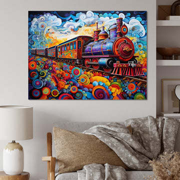 Abstract Train Whimsical Journey I - Train Canvas Wall Art